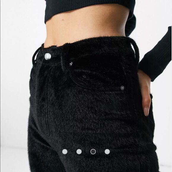 ASOS DESIGN high rise sassy cigarette pants in black faux pony skin size 12 NWT - Picture 2 of 9